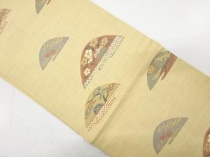 山に花・波模様織り出し　名古屋帯